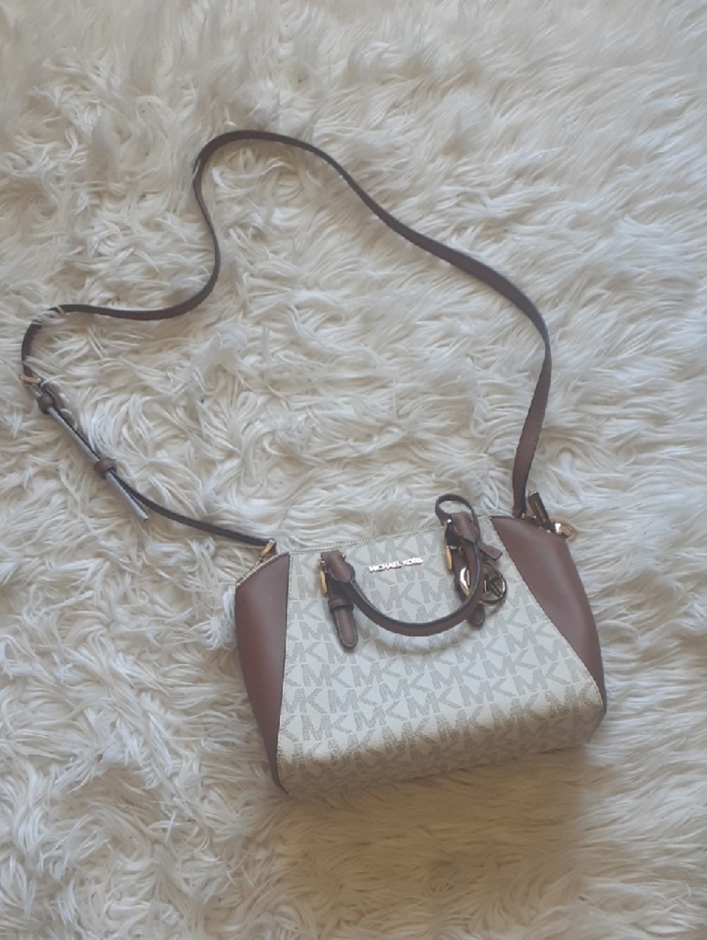 MICHAEL Michael Kors Ciara Signature Crossbody Satchel Beige & Brown